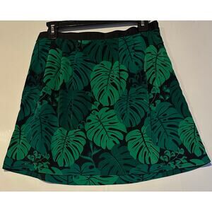 Banana Republic Green Leaf Floral Pleated Mini Flare Skirt Women's Size 4 Vtg